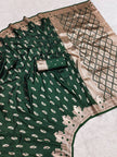 Deep Bottle Green Banarasi Silk Saree with Gold Zari Butta and Rich Pallu