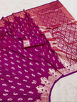 Royal Magenta Banarasi Silk Saree with Rose Gold Zari Weave