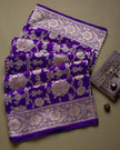 Royal Purple Banarasi Silk Saree with All-Over Floral Zari Jaal & Grand Border
