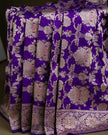 Royal Purple Banarasi Silk Saree with All-Over Floral Zari Jaal & Grand Border