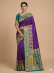 Royal Purple Silk Saree with Traditional Zari Woven Border