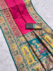 Rani Pink Silk Saree with Antique Zari Temple Border