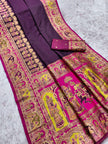 Deep Purple Silk Saree with Rich Pink Zari Heritage Border