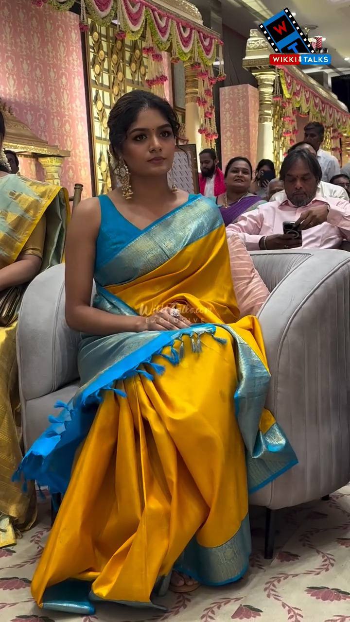 Radiant Mustard Yellow Silk Saree with Sky Blue Zari Border & Contrast Tassels