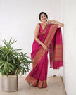 Magenta Pink Hand-Woven Banarasi Silk Saree with Antique Gold Zari Border