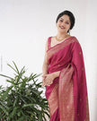 Magenta Pink Hand-Woven Banarasi Silk Saree with Antique Gold Zari Border
