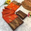 Burnt Orange Premium Luxury Silk Saree with Rich Antique Gold Zari Border