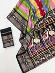 Multicolor Premium Luxury Silk Saree with Artistic Kalamkari Border & Antique Zari Finish