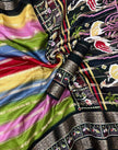 Multicolor Premium Luxury Silk Saree with Artistic Kalamkari Border & Antique Zari Finish