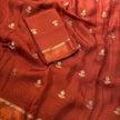 Burnt Orange Premium Luxury Silk Saree with Subtle Gold Zari Booti & Elegant Border