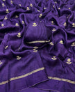 Royal Purple Premium Luxury Silk Saree with Subtle Gold Zari Booti & Classic Border