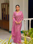 Ethereal Blush Pink Premium Luxury Silk Saree with Delicate Gold Zari Booti