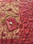 Antique Gold Luxury Silk Saree with Rani Pink Banarasi Peacock Pallu & Royal Zari Motifs