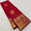 Royal Crimson Banarasi Silk Saree with Antique Gold Zari Floral Border