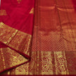 Royal Crimson Banarasi Silk Saree with Antique Gold Zari Floral Border