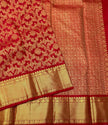 Imperial Red Banarasi Silk Saree with Grand Peacock & Floral Zari Weave