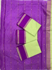 Mint Aura Banarasi Silk Saree with Royal Purple Zari Border