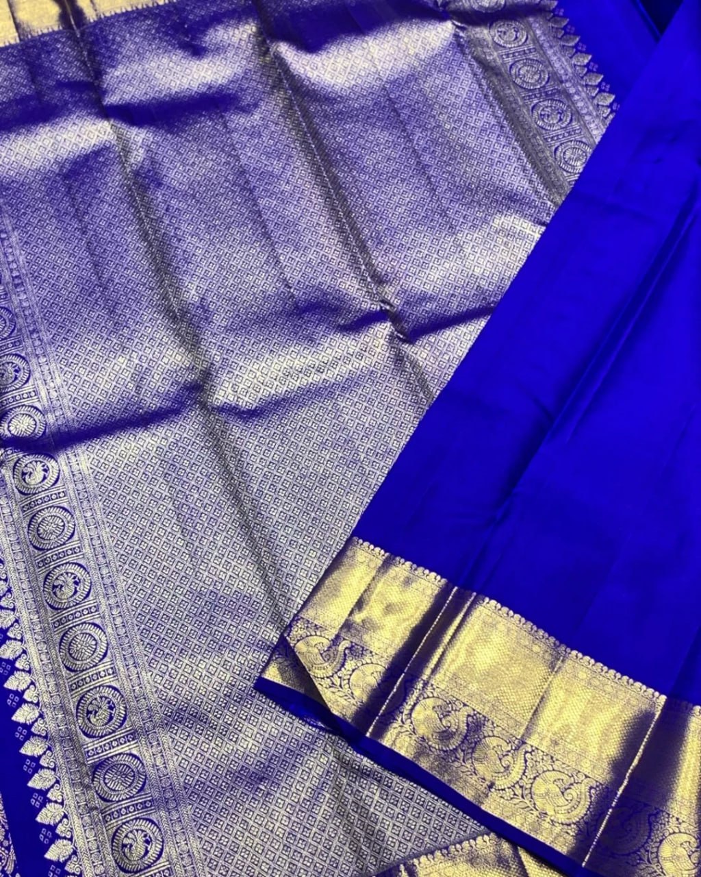 Royal Violet Blue Banarasi Silk Saree with Rich Gold Zari Floral Weaving | Premium Wedding & Festive Wear