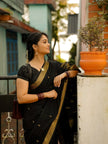 Elegant Black Banarasi Silk Saree with Classic Gold Zari Border | Timeless Traditional & Festive Wear