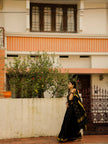 Elegant Black Banarasi Silk Saree with Classic Gold Zari Border | Timeless Traditional & Festive Wear