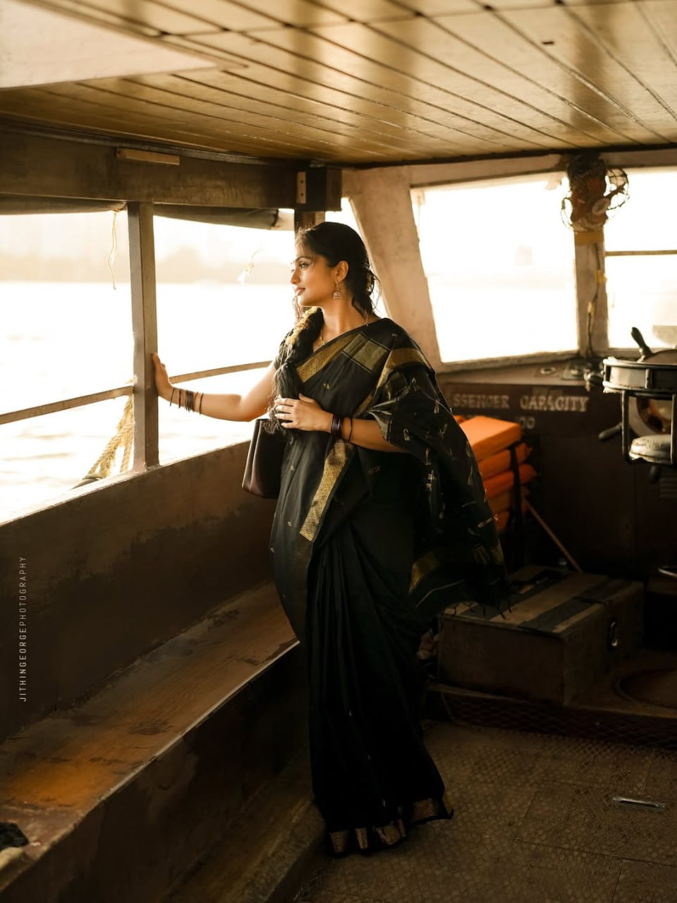 Elegant Black Banarasi Silk Saree with Classic Gold Zari Border | Timeless Traditional & Festive Wear