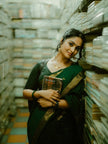 Elegant Bottle Green Banarasi Silk Saree with Classic Gold Zari Border | Timeless Traditional & Festive Wear