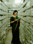 Elegant Bottle Green Banarasi Silk Saree with Classic Gold Zari Border | Timeless Traditional & Festive Wear