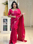 Rani Pink Silk Saree with Elegant Zari Butti & Designer Woven Border | Premium Festive & Wedding Wear