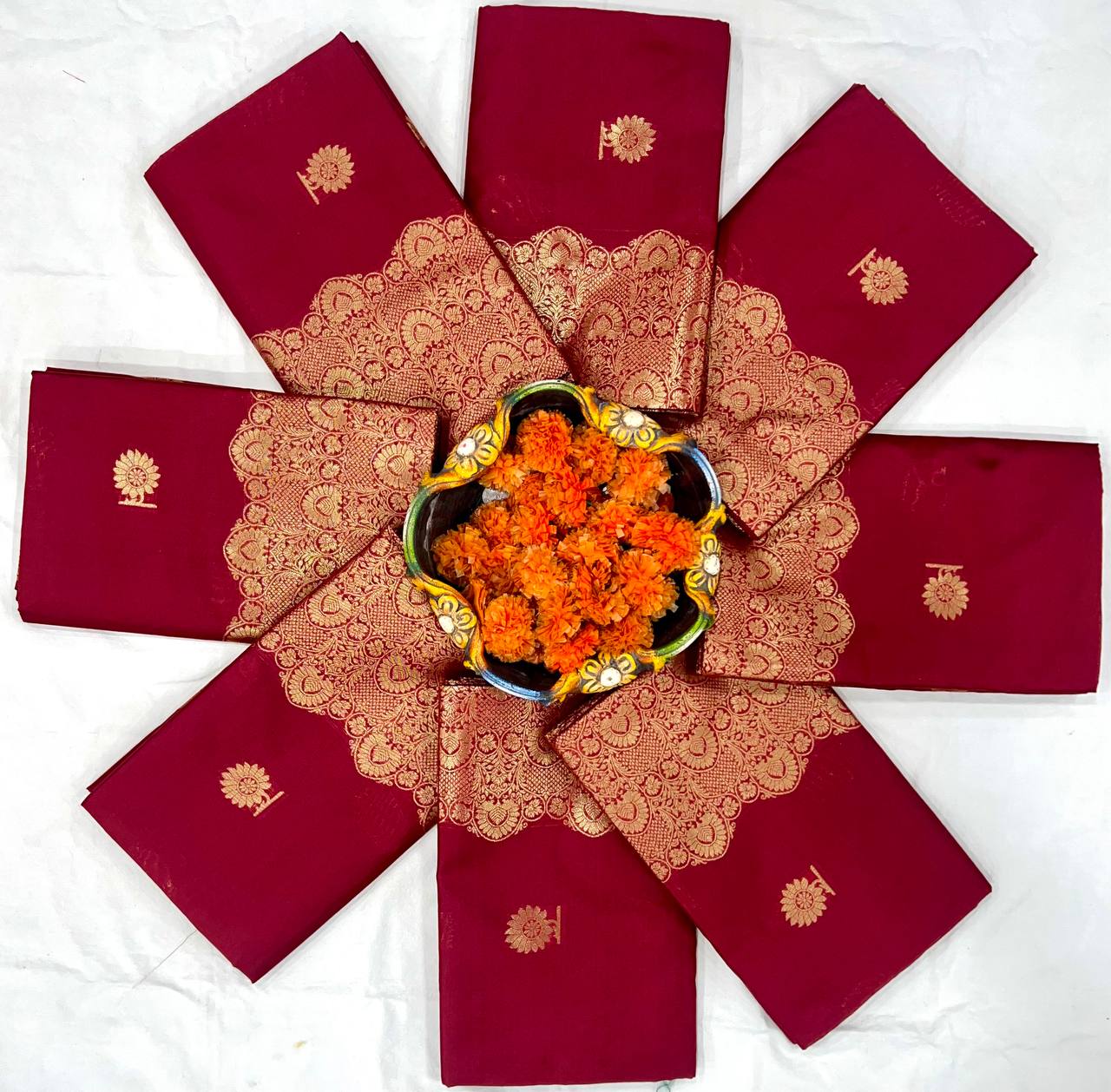 Bridal Red Banarasi Silk Saree with All-Over Zari Weaving & Traditional Rich Border | Premium Wedding Wear