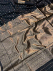 Classic Black Banarasi Silk Saree with Golden Butti & Grand Rich Zari Pallu | Premium Wedding & Festive Wear