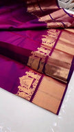 Royal Violet Kanjivaram Style Silk Saree with Grand Golden Zari Border & Rich Designer Pallu | Premium Wedding Wear