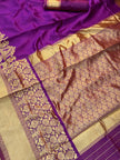 Royal Violet Kanjivaram Style Silk Saree with Grand Golden Zari Border & Rich Designer Pallu | Premium Wedding Wear