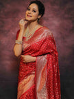 Royal Red Banarasi Silk Saree with Gold Zari Butti & Grand Traditional Border | Premium Bridal & Wedding Wear
