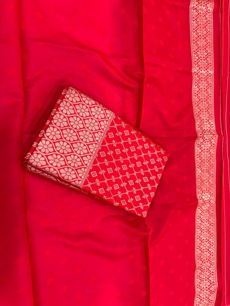 Royal Red Banarasi Silk Saree with Gold Zari Butti & Grand Traditional Border | Premium Bridal & Wedding Wear