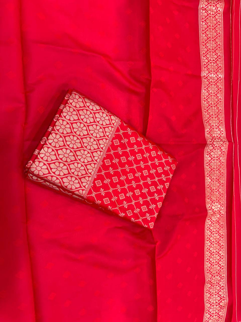 Royal Red Banarasi Silk Saree with Gold Zari Butti & Grand Traditional Border | Premium Bridal & Wedding Wear