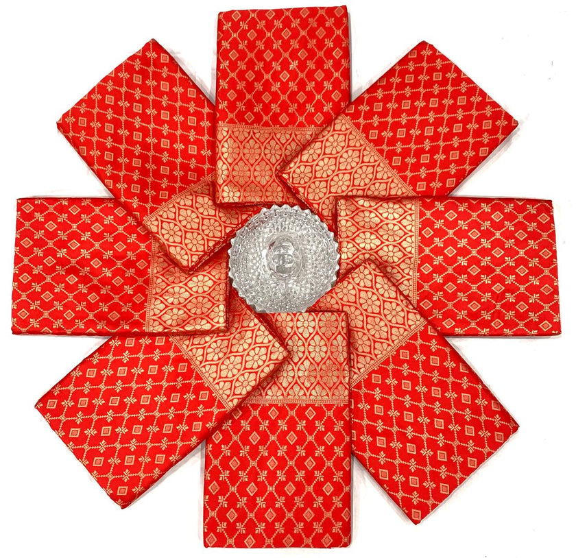 Royal Red Banarasi Silk Saree with Gold Zari Butti & Grand Traditional Border | Premium Bridal & Wedding Wear