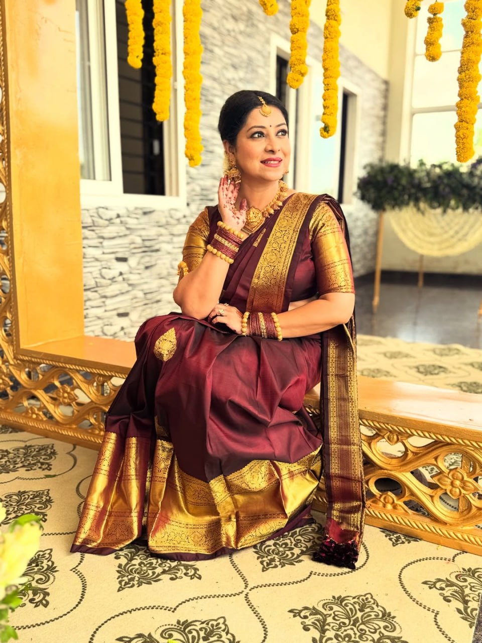 Premium Wine Purple Soft Silk Saree with Rich Golden Zari Border & Traditional Pallu