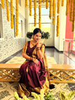 Premium Wine Purple Soft Silk Saree with Rich Golden Zari Border & Traditional Pallu