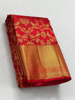 Royal Red Banarasi Silk Saree with Rich Gold Zari Peacock Weaving & Grand Border