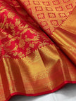 Royal Red Banarasi Silk Saree with Rich Gold Zari Peacock Weaving & Grand Border