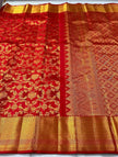 Royal Red Banarasi Silk Saree with Rich Gold Zari Peacock Weaving & Grand Border
