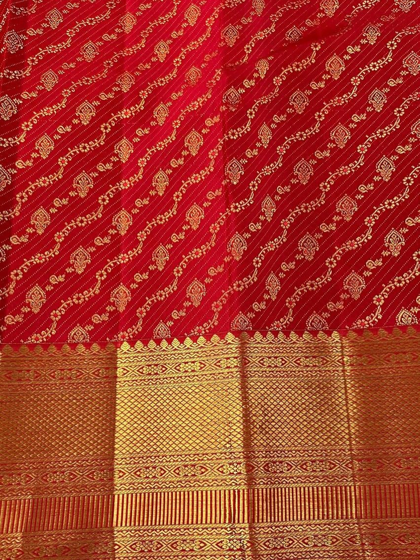 Royal Red Banarasi Silk Saree with Rich Gold Zari Peacock Weaving & Grand Border