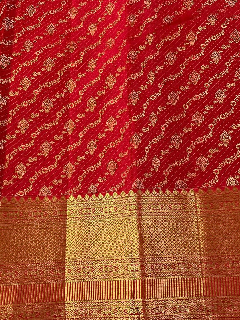 Royal Red Banarasi Silk Saree with Rich Gold Zari Peacock Weaving & Grand Border