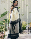 Elegant Kerala Kasavu Cotton Saree with Black Contrast Border & Silver Zari Weaving