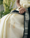 Elegant Kerala Kasavu Cotton Saree with Black Contrast Border & Silver Zari Weaving