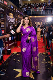 Celebrity Style Royal Purple Banarasi Silk Saree with Gold Zari Peacock Motifs