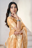Honey Mustard Banarasi Silk Saree with Golden Zari Checks