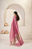 Rani Pink Banarasi Silk Saree with Golden Metallic Zari