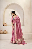 Rani Pink Banarasi Silk Saree with Golden Metallic Zari