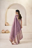 Royal Lavender Banarasi Silk Saree with Golden Zari Border